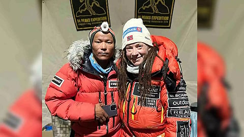 Tenjen (Lama) Sherpa from Nepal and Kristin Harila from Norway. (Photo - Instagram of Harila)