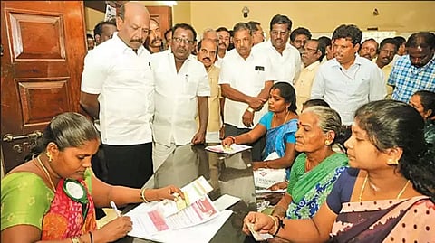 Camps have been set up across Tamil Nadu for women heads of family to enroll into the scheme that provides a dole Rs 1,000 per month
