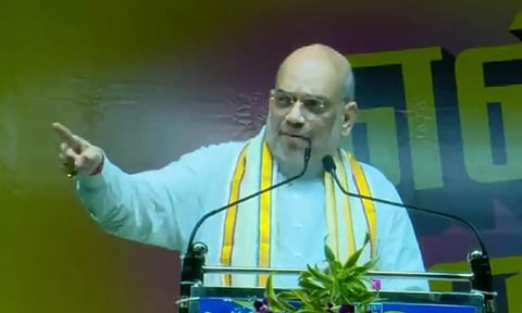 Union Home Minister Amit Shah&nbsp; addressing the public in Madurai (Twitter/@ANI)