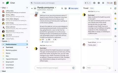Google introduces in-line replies within announcement spaces in Chat