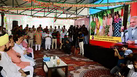 Nadda listens to ‘Mann Ki Baat’ with party workers in Delhi