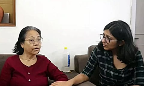 DCW chief Swati Maliwal said that she met family members of Vungzagin Valte, the paralyzed BJP MLA from Manipur and his wife. (IANS)