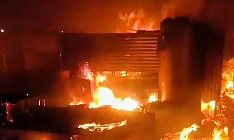 Flames rise from shops and vehicles set ablaze in Nuh
