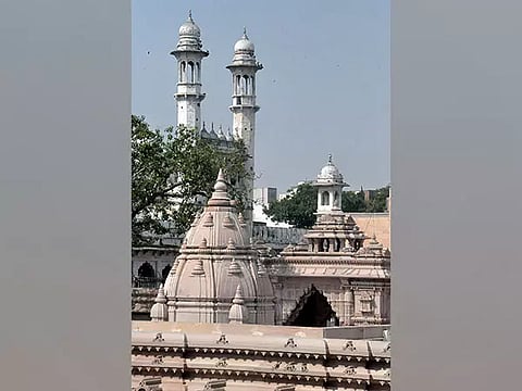 A view of Kashi Vishwanath Temple and Gyanvapi Mosque, in Varanasi. (ANI)