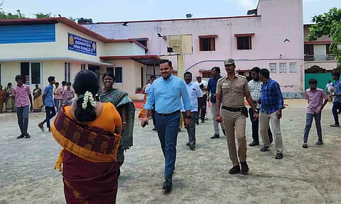 Chengalpattu District Collector AR Rahul Nadh inspected the Corporation Higher Secondary School in Selaiyur of Tambaram
