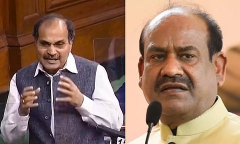 Adhir Ranjan Chowdhury; Om Birla (PTI)