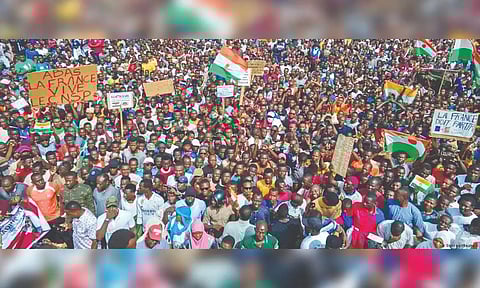 Protestors in the capital city of Niger, Niamey.