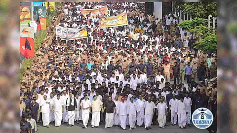 Stalin and ministers participated in Kalaingar memorial rally (Image credit: Hemanathan M)