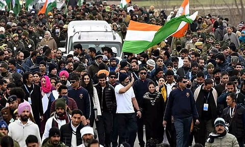 Visual of Rahul Gandhi's first leg in Bharath Jodo Yatra in Awantipora ( Photo : ANI)