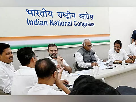 Congress leadership meeting party leaders from Karnataka (Photo/ANI)