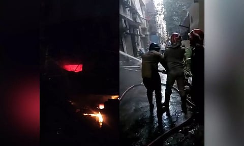 Massive fire erupts at plywood godown in Delhi