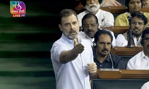 Rahu Gandhi speaking in the Lok Sabha. Sansad TV screengrab