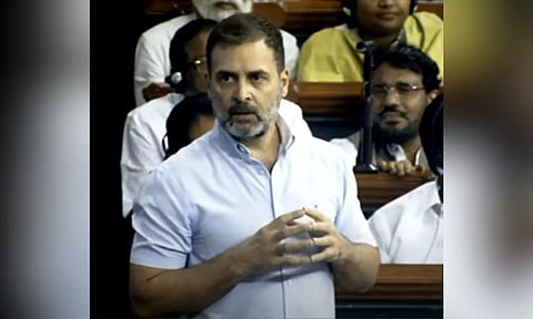 Rahul Gandhi speaking in the parliament.