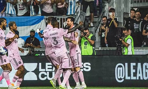 Inter Miami players celebrating with Messi