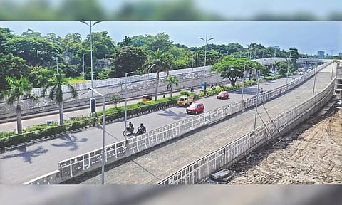 The unidirectional U-shaped flyover is coming up near the Indira Nagar MRTS station on Rajiv Gandhi Salai (OMR).