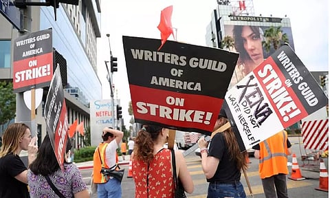 &nbsp;Writers Guild of America (WGA)&nbsp; ongoing strike outside Sunset Bronson studios and Netflix offices in Los Angeles (Reuters)