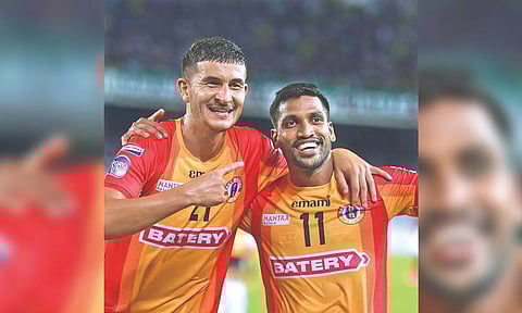 Saul Crespo and Nandhakumar are all smiles after the win.