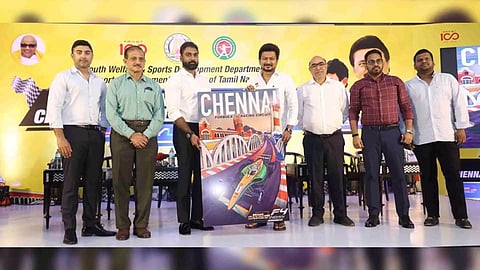 &nbsp;Udhayanidhi Stalin at the launch of Chennai Formula Racing Circuit today (Photo: X/@Udhaystalin)