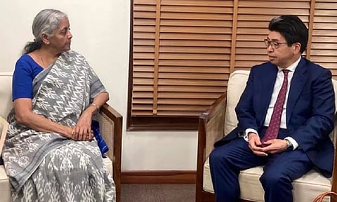 Finance Minister Nirmala Sitharaman met Governor of Japan Bank for International Cooperation Hayashi Nobumitsu (Photo: IANS)