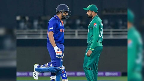 Indian skipper Rohit Sharma and Pakistan skipper Babar Azam. (Photo- ICC)