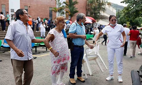 Medical personnel of the Primavera clinic helps to evacuate patients after a strong earthquake in Villavicencio, Colombia (ANI)