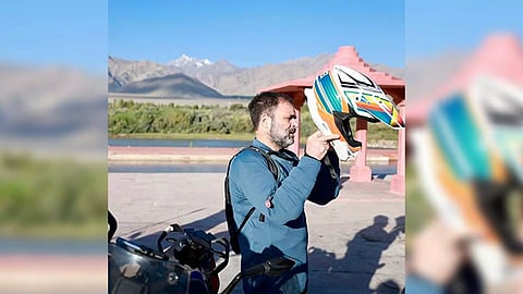 Rahul Gandhi rides bike to Ladakh's Pangong Lake (Photo/Instagram: Rahul Gandhi)