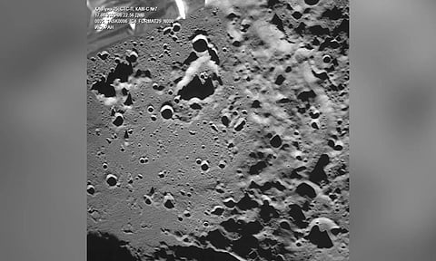Spacecraft Luna-25 shows the Zeeman crater. Reuters