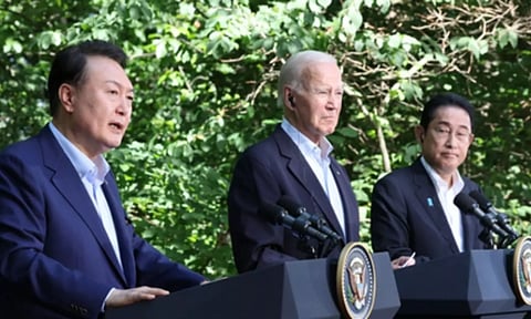 President Yoon Suk Yeol, US President Joe Biden and Japanese Prime Minister Fumio Kishida.