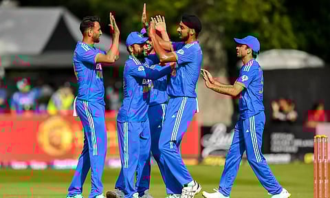 Team India celebrating the win. (X/@BCCI)