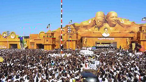 Visuals from the AIADMK Conference in Madurai on Sunday (PTI)