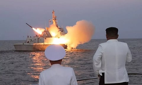 Kim Jong-un visits navy unit, inspects cruise missile test