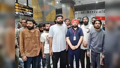 Indians after their return from Libya on Sunday night. (X:Vikramjit Singh MP)