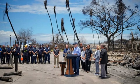 Joe Biden inspected the widespread destruction in Hawaii's Maui Island (Image: IANS)