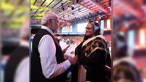 Prime Minister Narendra Modi with his Bangladeshi counterpart Sheikh Hasina (Photo/ANI)
