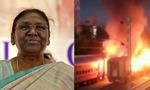 President Droupadi Murmu; Visual from the train accident.
