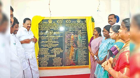 Minister Gandhi inaugurating one of the various welfare schemes