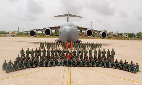 Visual of the IAF contingent that departed for Egypt (ANI)