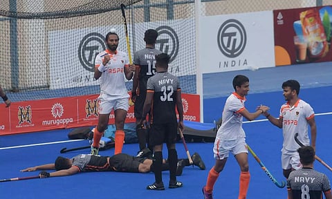 Indian Railways celebrates scoring against Indian Navy (File)