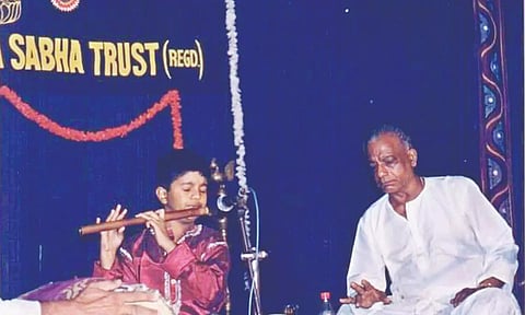 Jayant at his first concert in Chennai with his guru TS Sankaran