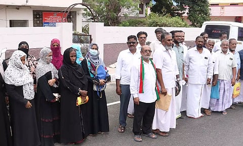 Depositors seeking police action staging a protest in Thanjavur on Monday