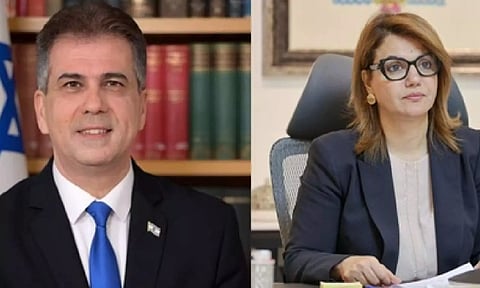 Israeli Foreign Minister Eli Cohen ,Libyan Foreign Minister Najla al-Mangoush (Photo:IANS)