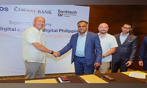 Jean Henri Lhuillier, Cebuana Lhuillier Bank Vice Chairman, Suchen Janjale from Orion, and Cebuana Lhuillier Bank’s Senior Executive VP Philippe Andre Lhuillier, and President, Dennis Valdes (Photo: ANI)