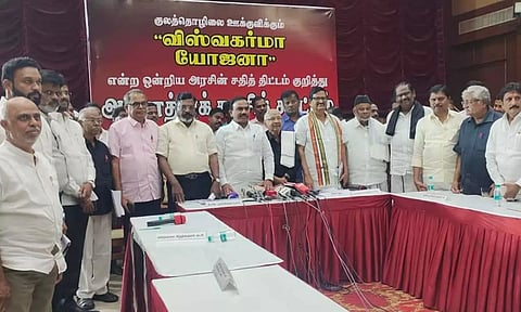 Leaders in the all-party meet. Twitter - @thirumaofficial
