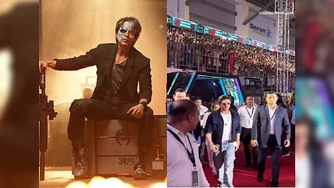 Jawan poster, Shah Rukh Khan at 'Jawan' pre-release event in Chennai (Image: X)