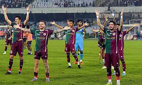 Mohun Bagan players celebrating the win