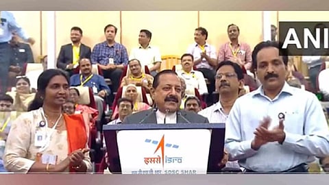 Union Minister of Science and Technology, Jitendra Singh with ISRO chairman, S Somanath (Photo/ANI)