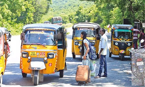 Autos had a field day on Saturday as bus services from and to Andhra were stalled