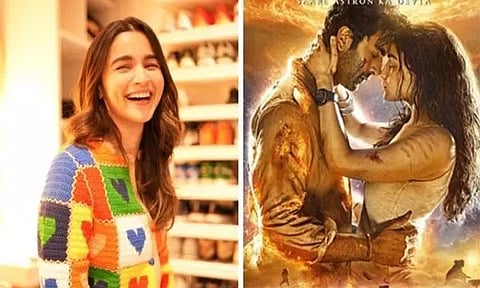 Alia Bhatt and poster of Brahmastra