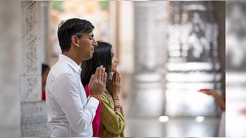British Prime Minister Rishi Sunak and his wife Akshata Murty visited the Akshardham temple (Photo/ANI)