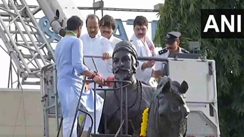 Maharashtra Deputy CM Ajit Pawar paying tribute to Chhatrapati Shivaji Maharaj. (Photo/ANI)